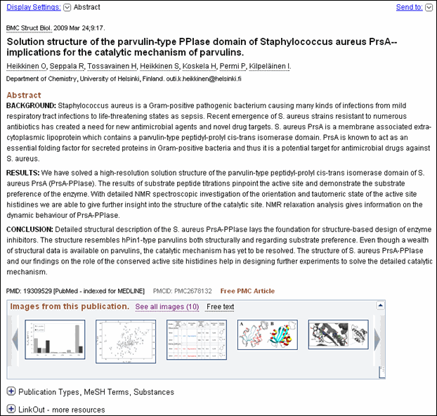 PubMed Display Enhanced with Images from the New NCBI Images Database